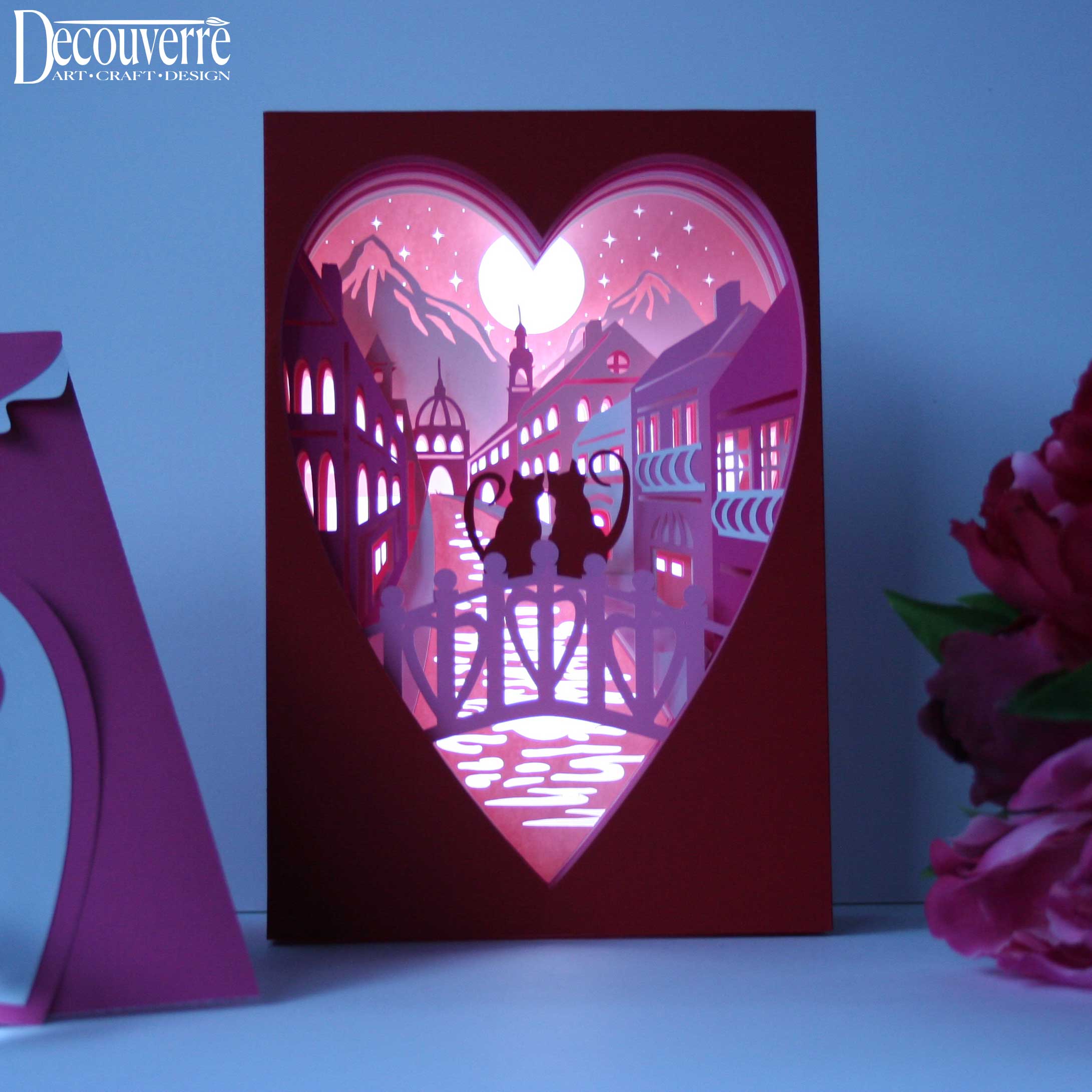 Valentine's Day Shadow Box Card 3D SVG File Decouverre