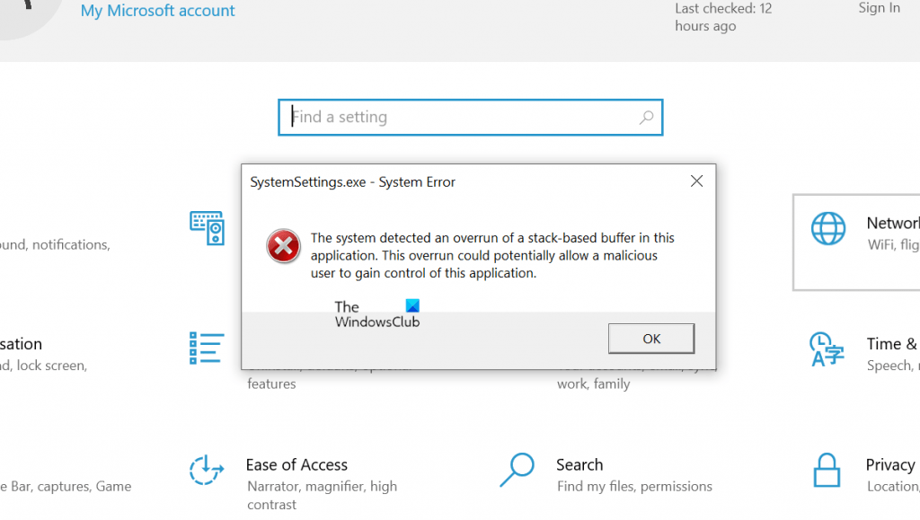SystemSettings.exe System error in Windows 11/10 DED9