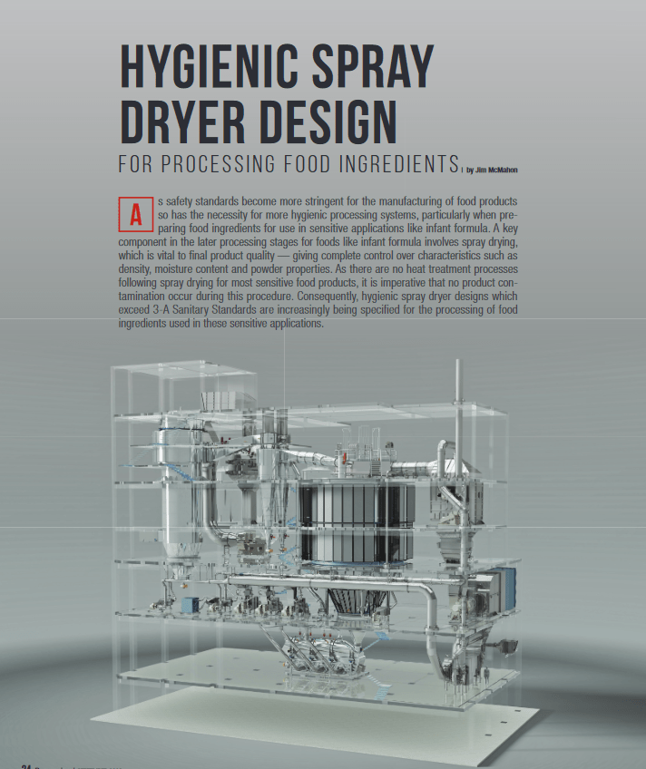 Hygenic Spray Dryer Design for Infant Formula and Food Ingredients Dedert