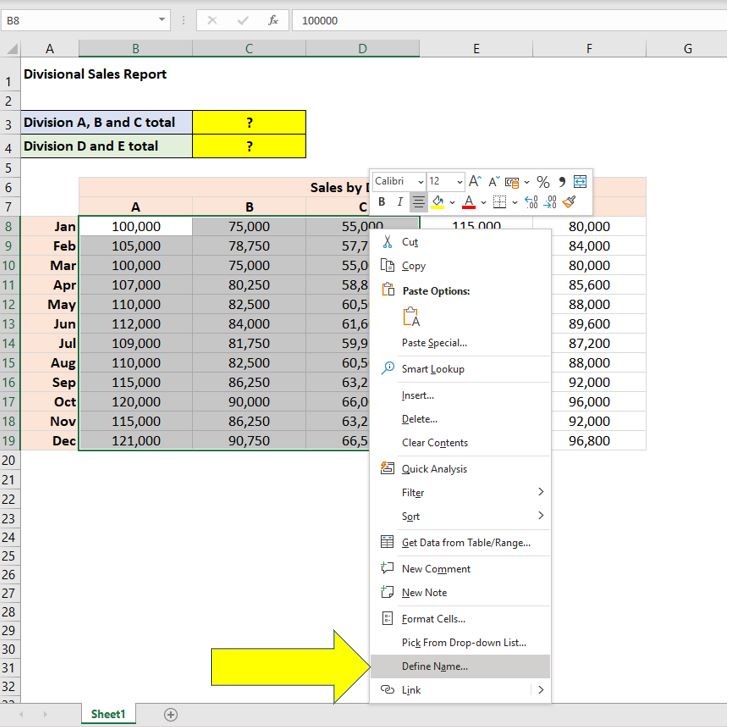 How to use named ranges in Excel