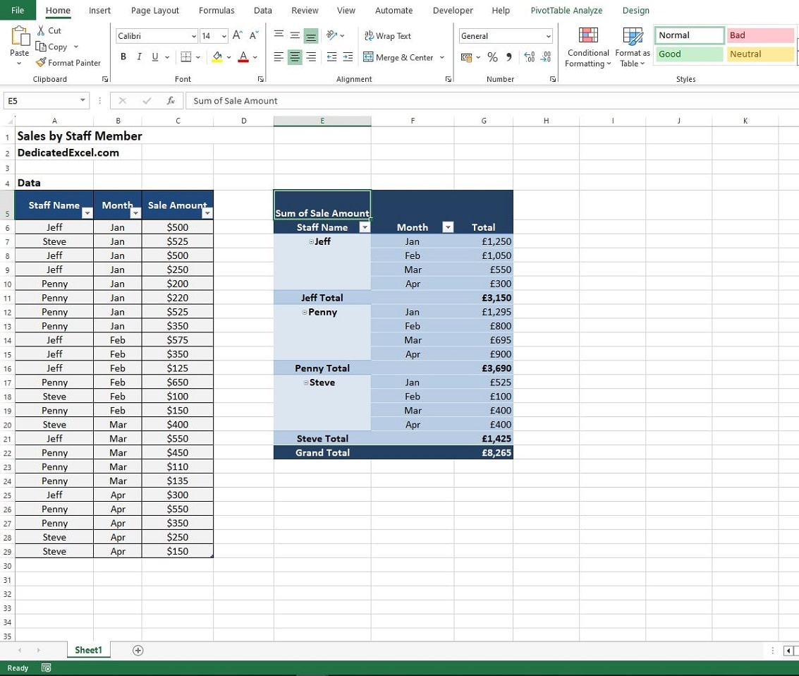 Convert an Excel Pivot Table to Classic Layout Dedicated Excel