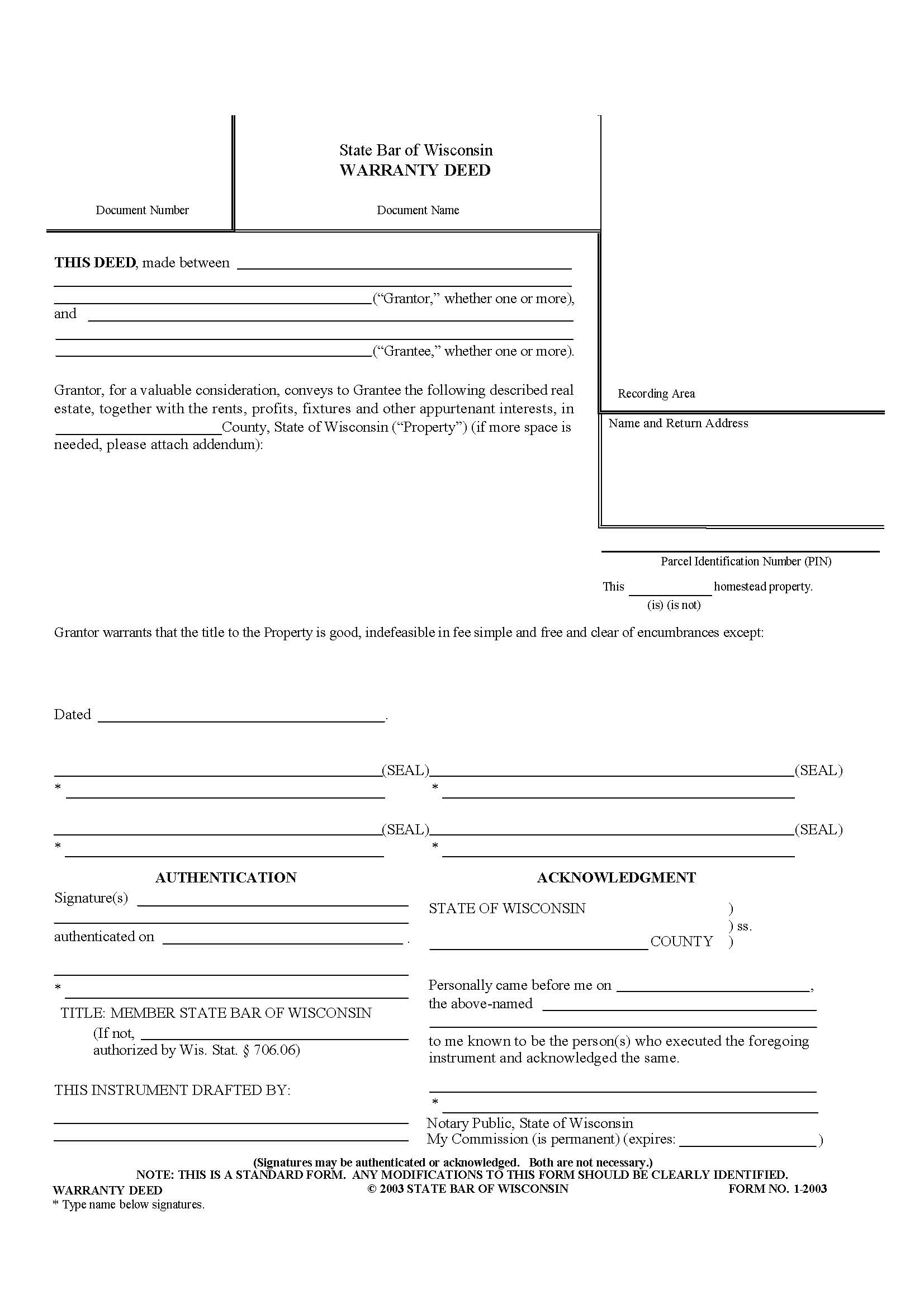 Wisconsin General Warranty Deed Form Deed Forms Deed Forms