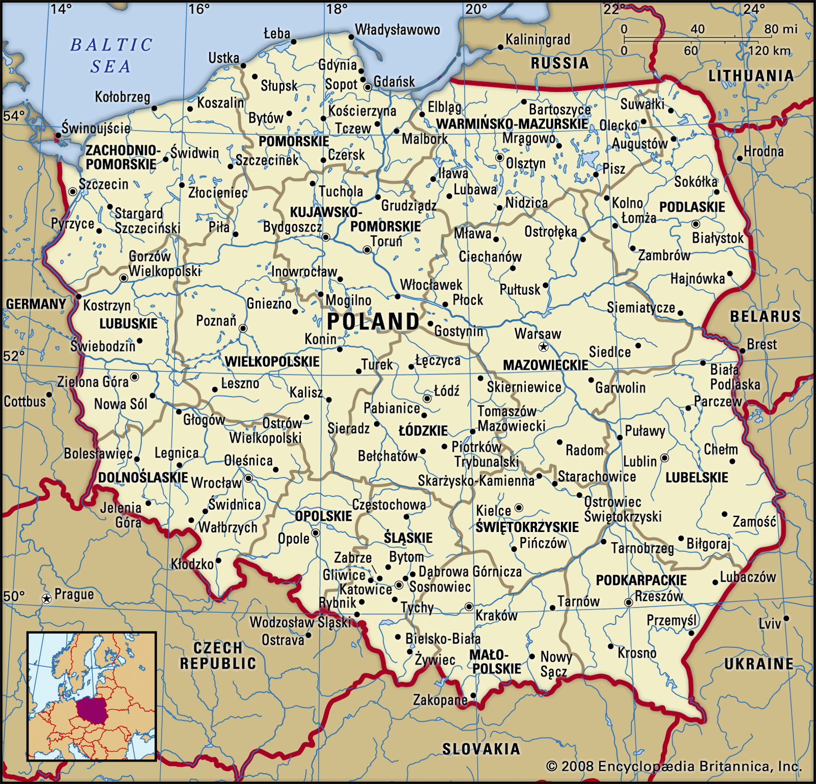 Polandia Map Maps of Poland Detailed map of Poland in English
