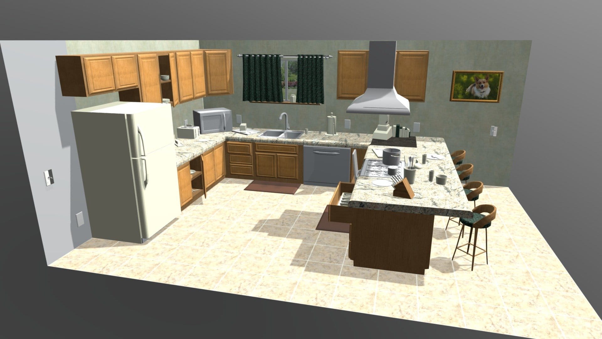 Green Themed Kitchen deep3dsea