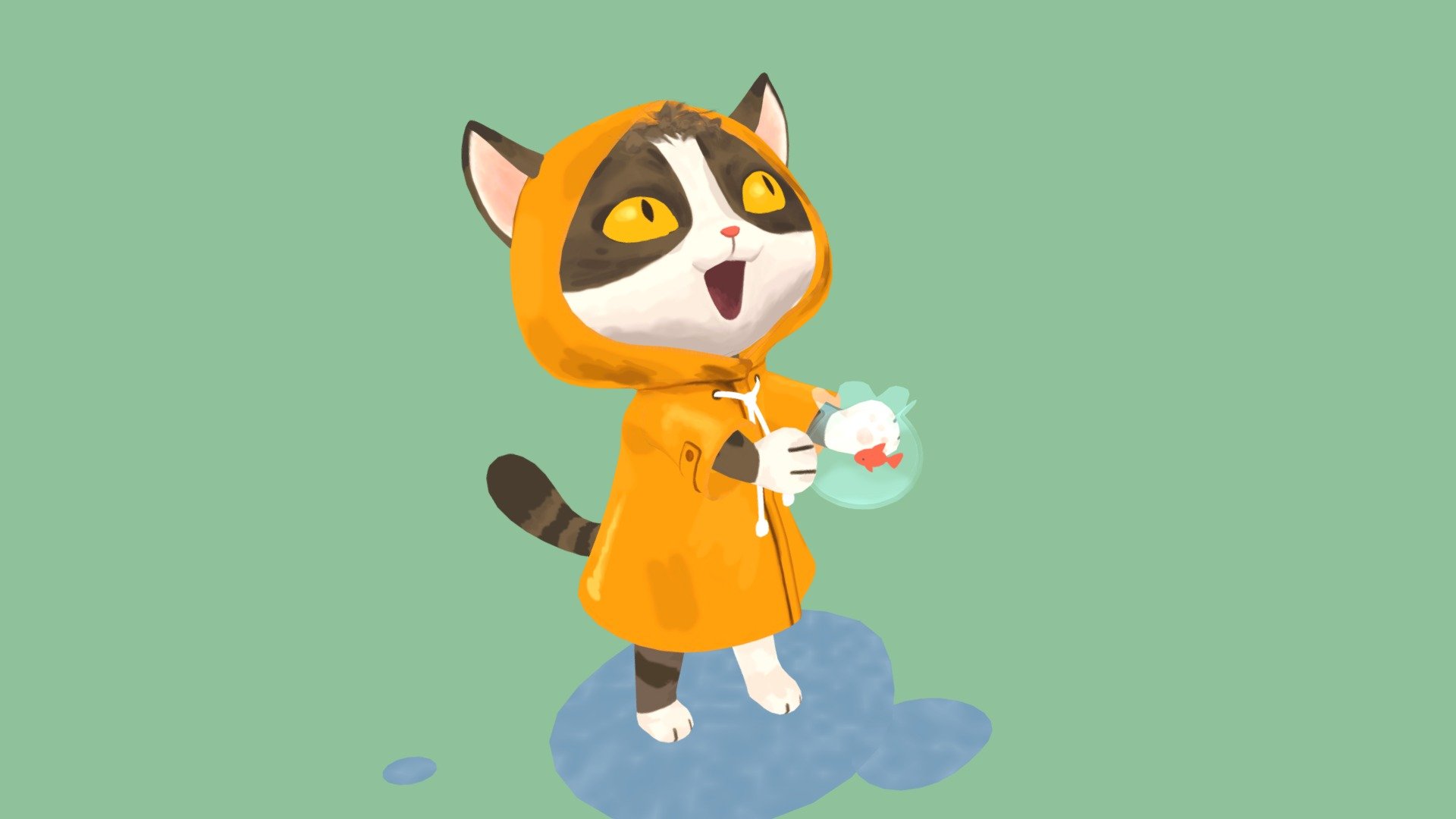 Raincoat animals cat deep3dsea