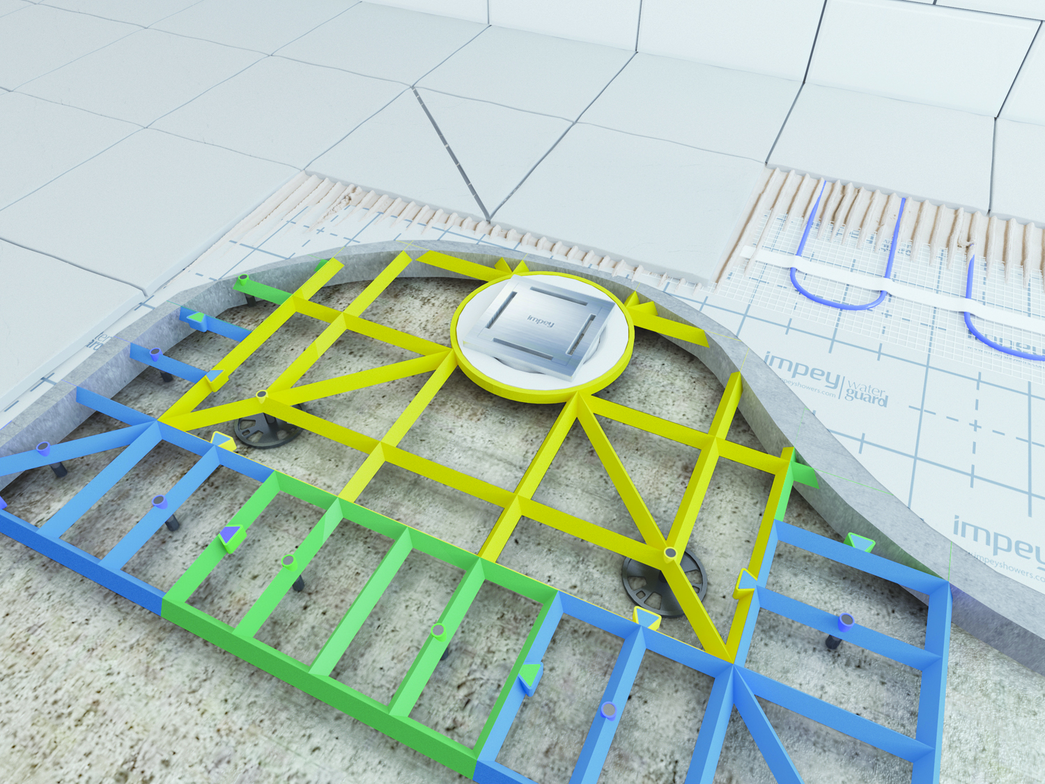 Impey Aquagrade Wetroom Floor Former for concrete floors Deep Blue