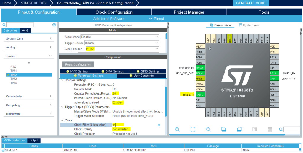 STM32 Counter Mode Example Frequency Counter With Timer Module