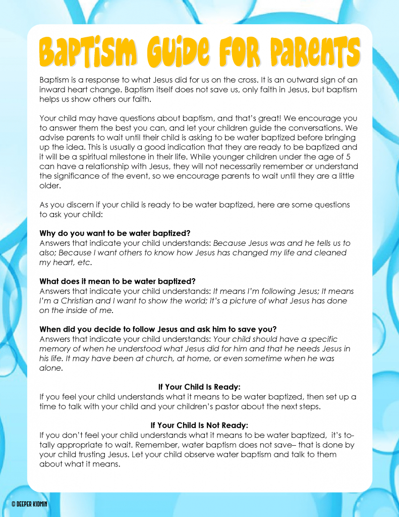 Baptism Guide for Parents Deeper KidMin