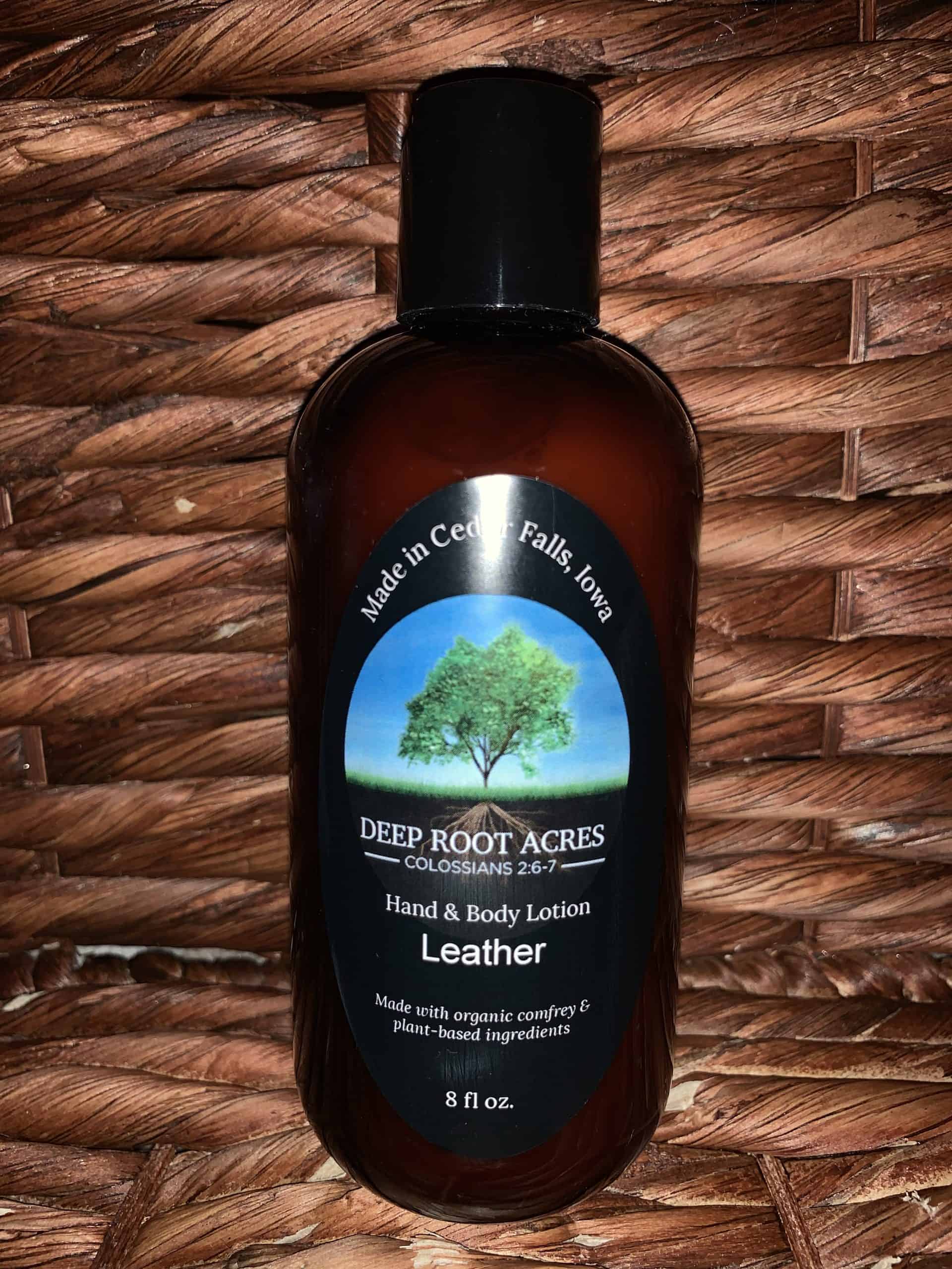 Leather Comfrey Hand & Body Lotion 8 oz. Deep Root Acres