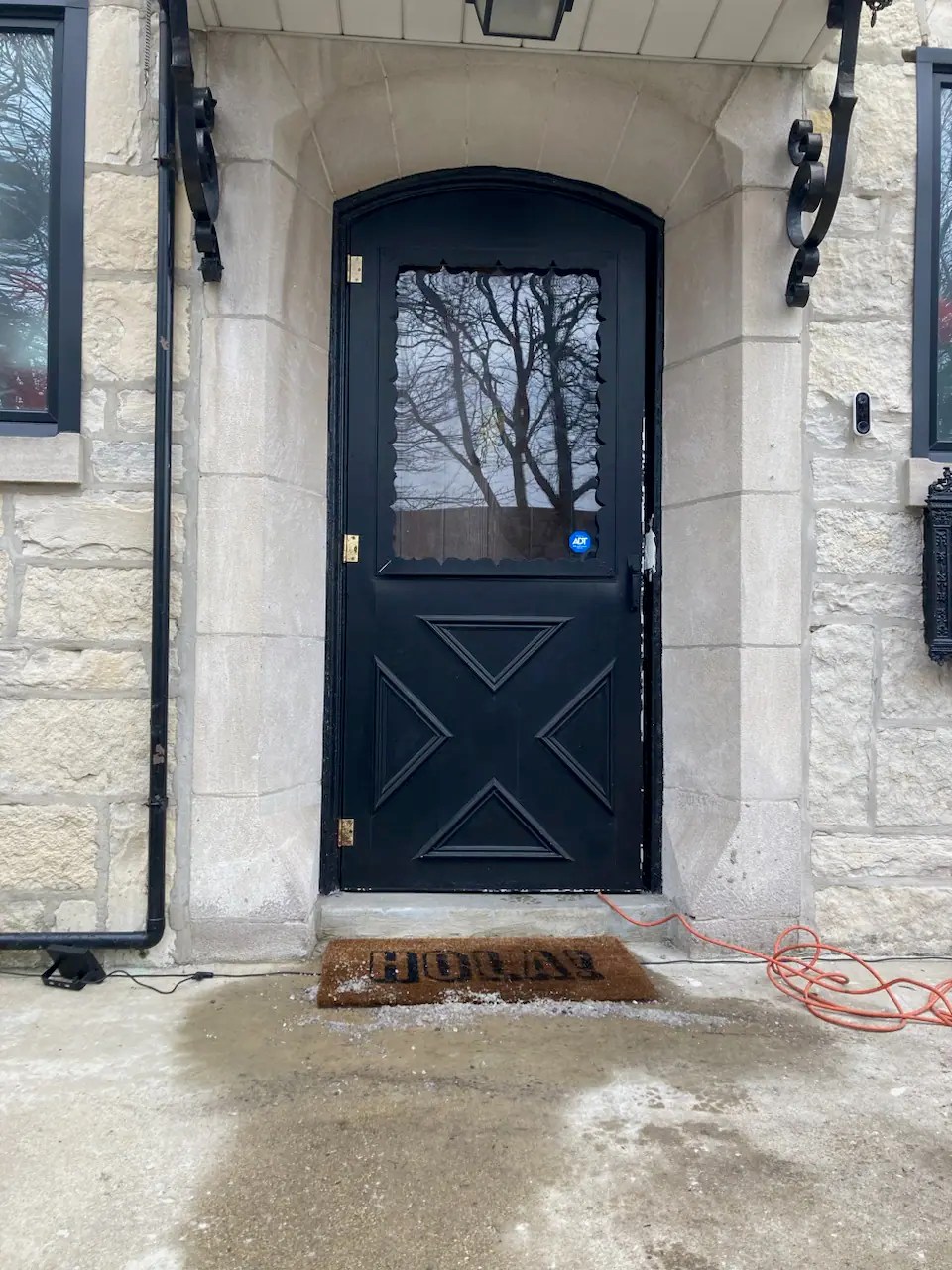 Black SemiArch Storm Door Defender Steel Door & Window