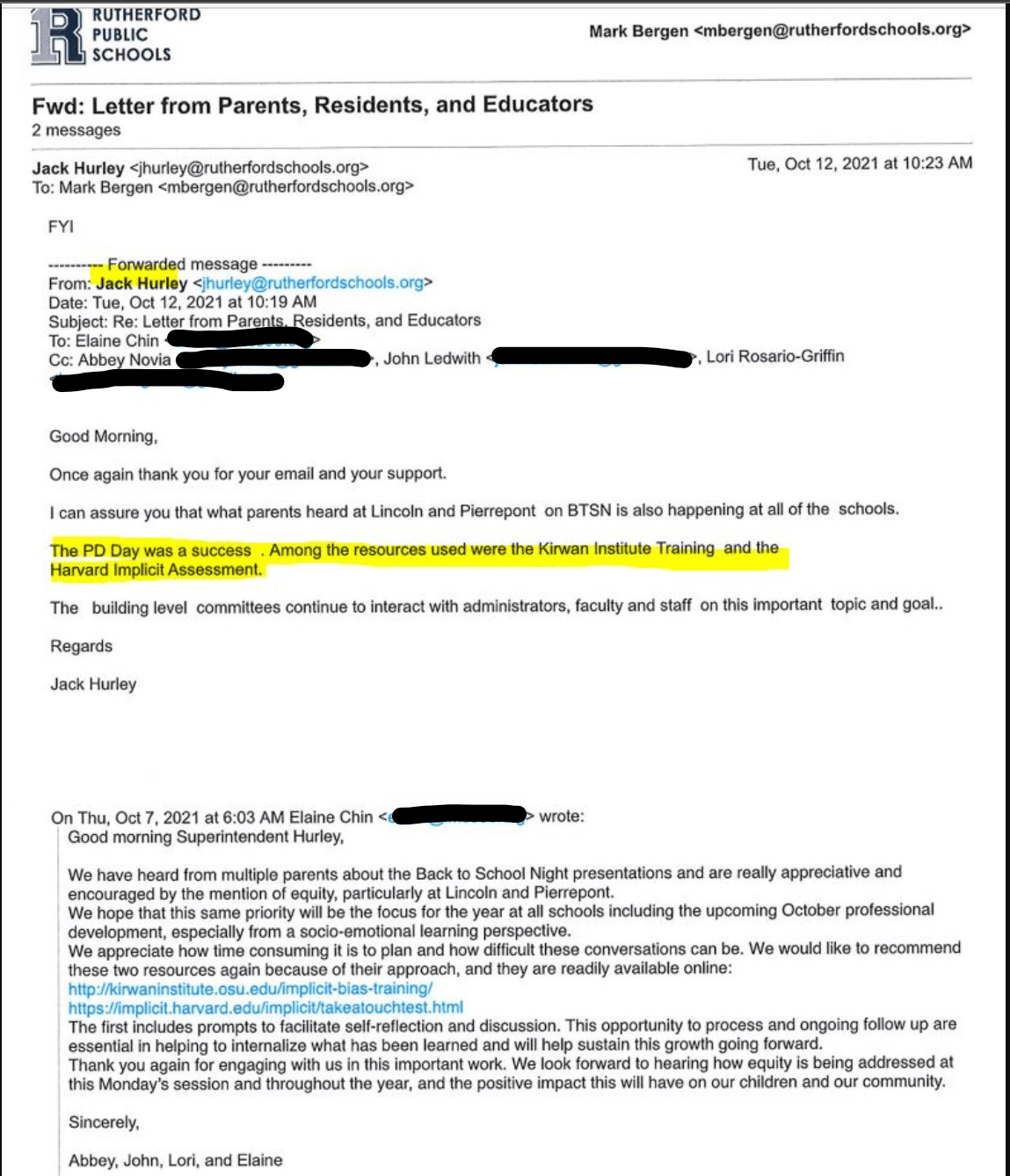 Rutherford Public Schools Give Teachers Professional Development on Implicit Bias Parents