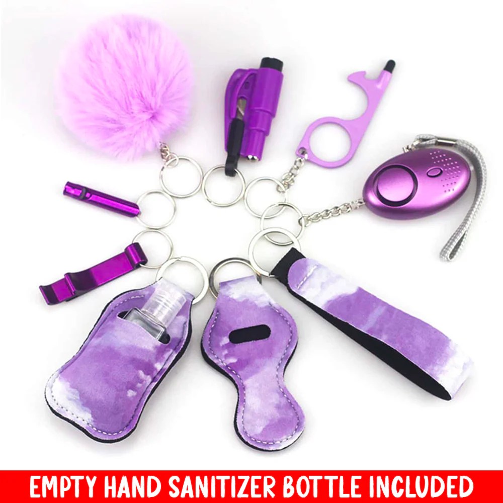 Purple Clouds 9 PCS Safety Keychain Set Defense Queens