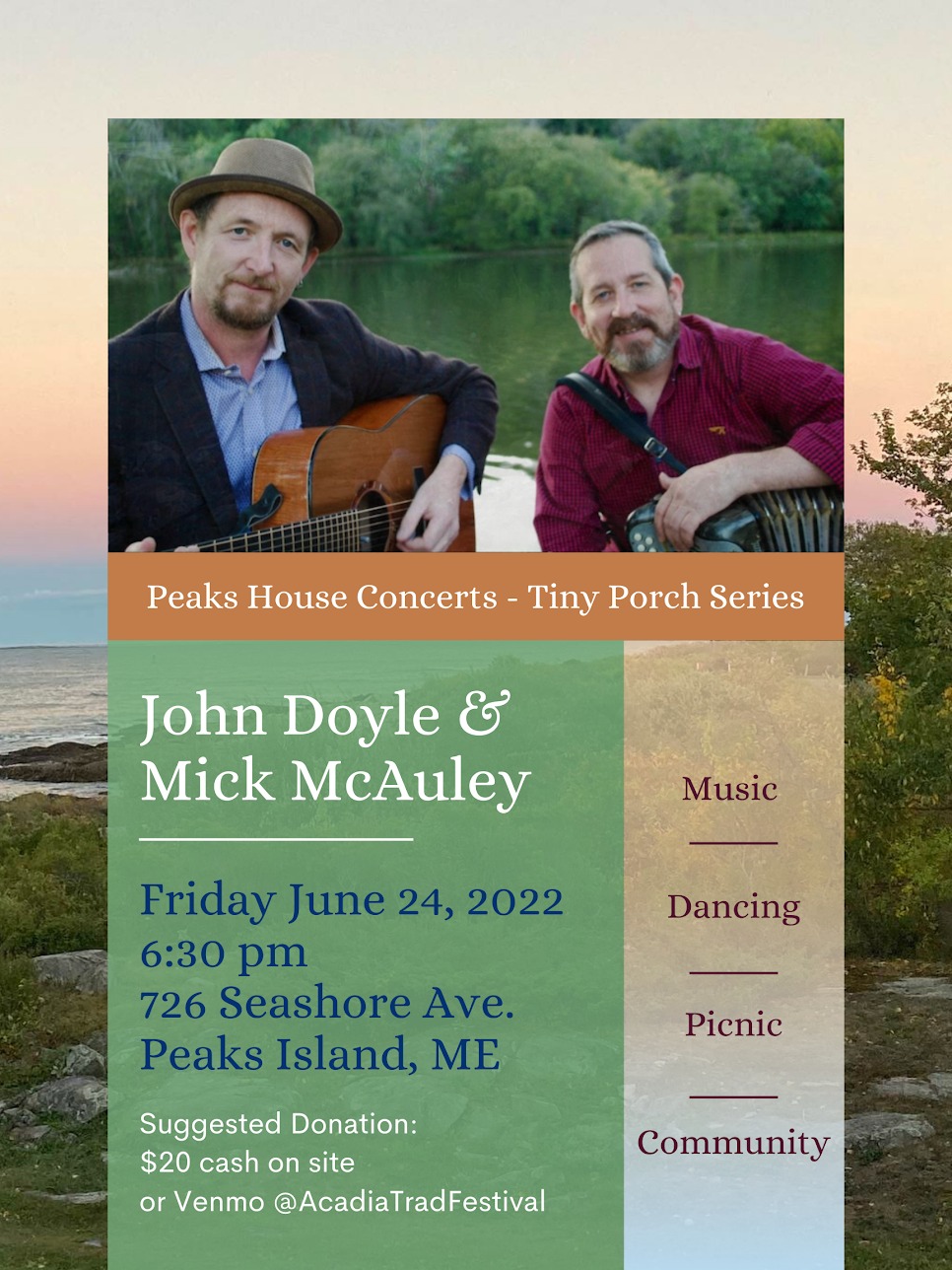 Peaks Island—Tiny Porch Concert John Doyle and Mick McAuley Downeast