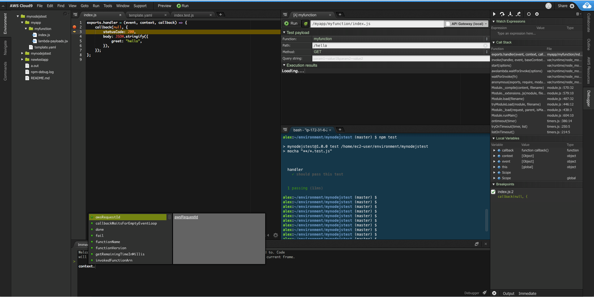 AWS Cloud9 IDE (Windows) keyboard shortcuts ‒ defkey