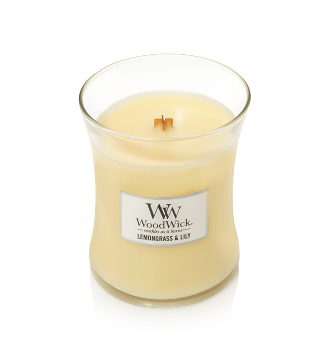 WoodWick Lemongrass & Lily Medium Candle De Gouden Engel