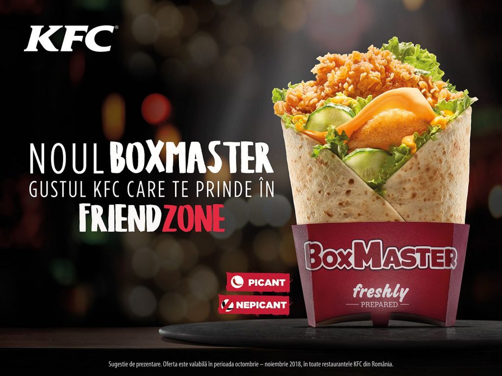 KFC lansează Box Master, un nou sandwich wrap, disponibil în toată ţara