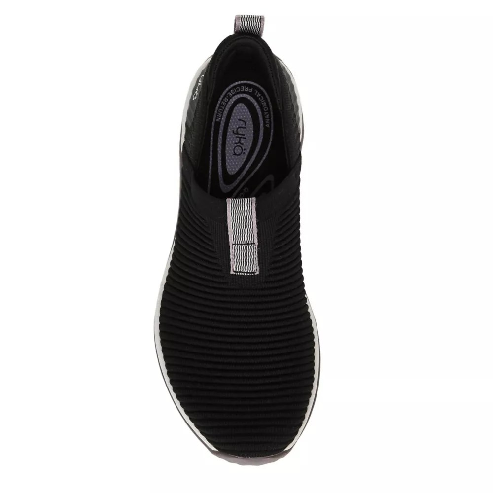 Black Ryka Womens Echo Knit Slip On Sneaker Athletic & Sneakers