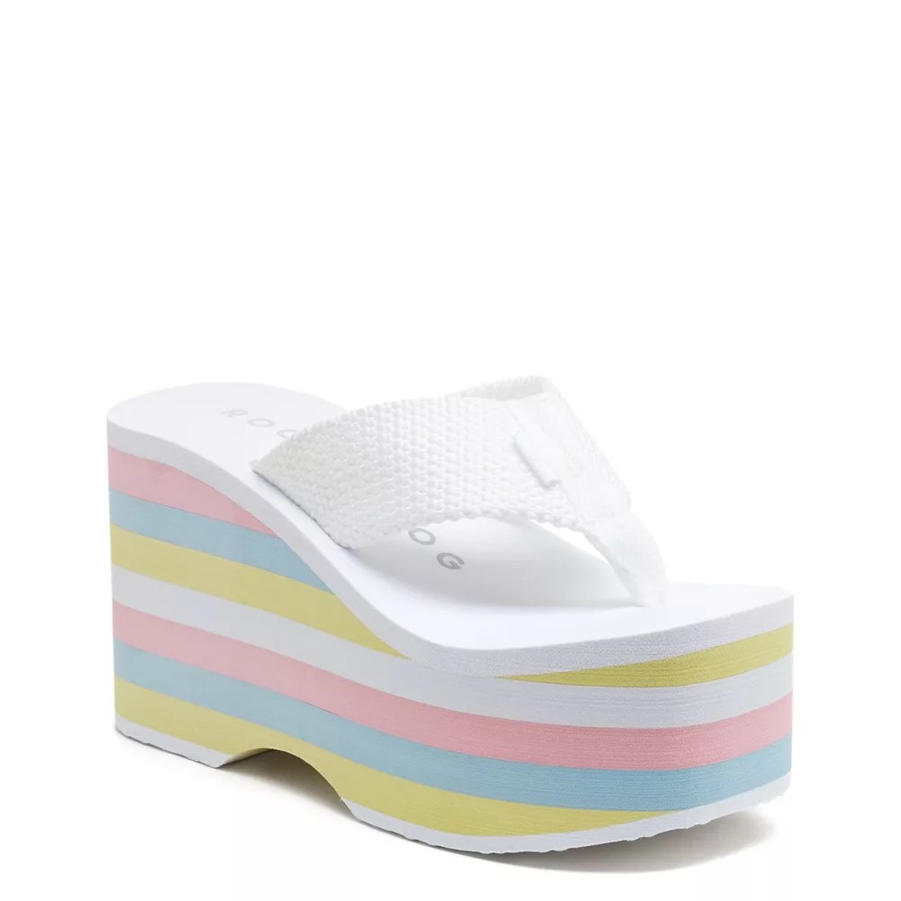 White Rocket Dog Womens Bigtop Platform Flip Flop Rack Room Shoes