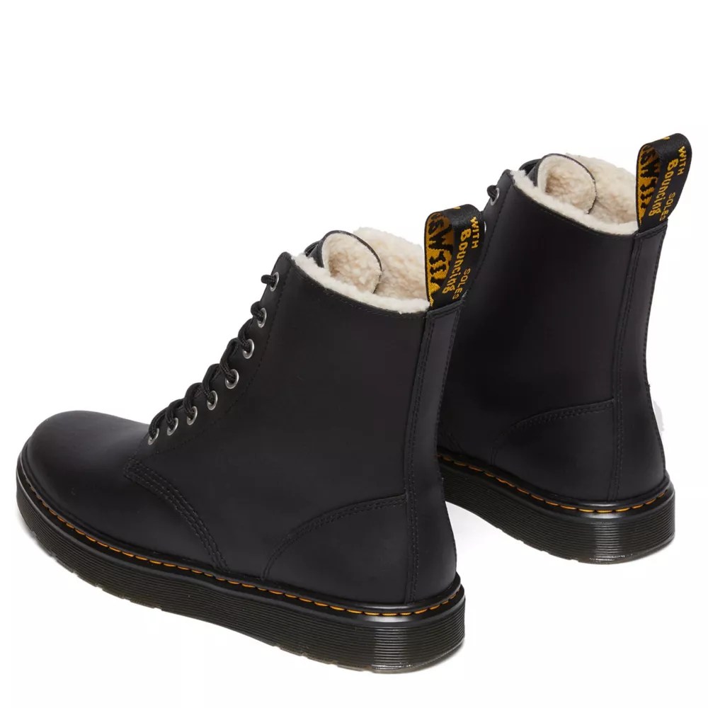 Black Dr.martens Womens Zavala Fleece Lined Combat Boot Rack Room Shoes