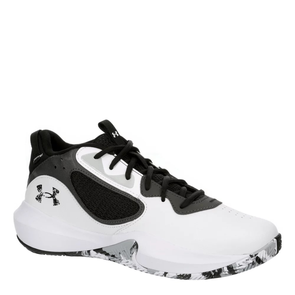 White Under Armour Mens Lockdown 6 Basketball Shoe Rack Room Shoes