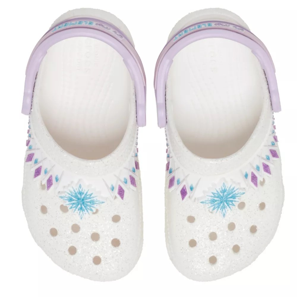 White Crocs Girls Toddler Frozen Classic Clog Rack Room Shoes
