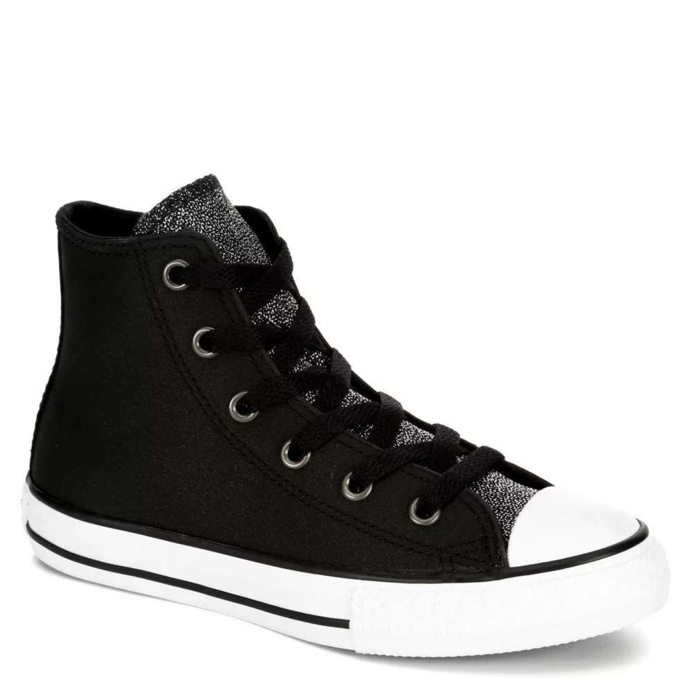 Black Converse Girls Chuck Taylor All Star Glitter Hi Athletic Rack