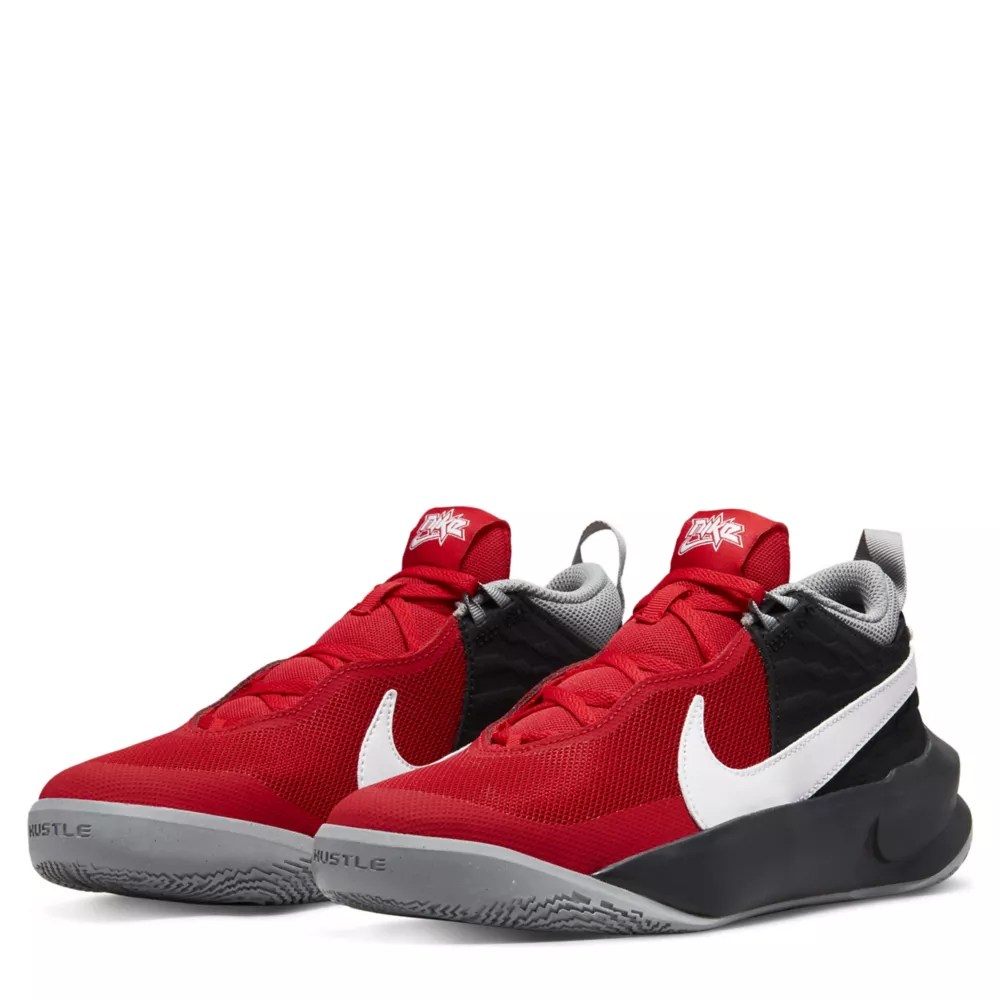 Red Nike Boys Big Kid Team Hustle D10 High Top Basketball Shoe Kids