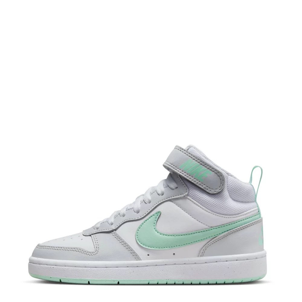 Platinum Nike Girls Big Kid Court Borough 2 Mid Sneaker Kids Rack