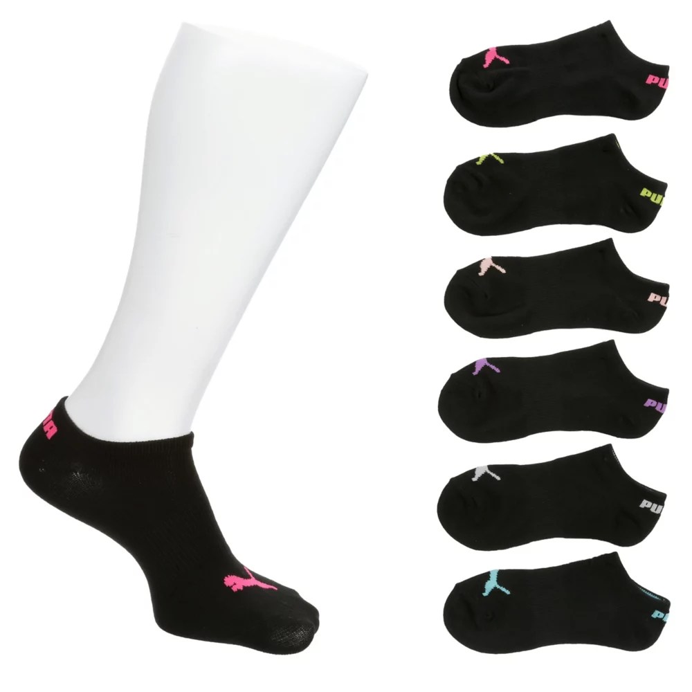 Black Puma Womens No Show Socks 6 Pairs Rack Room Shoes