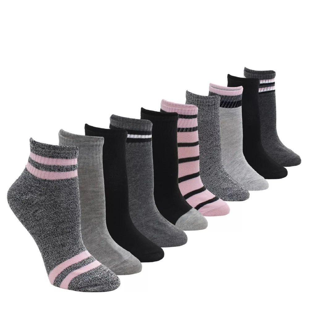 Black Madden Girl Womens Quarter Socks 10 Pairs Rack Room Shoes