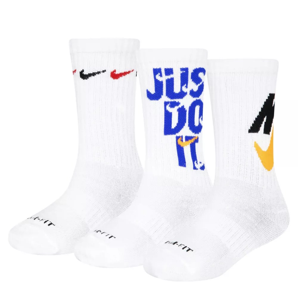 White Boys Graphic Crew Socks 3 Pairs Nike Rack Room Shoes