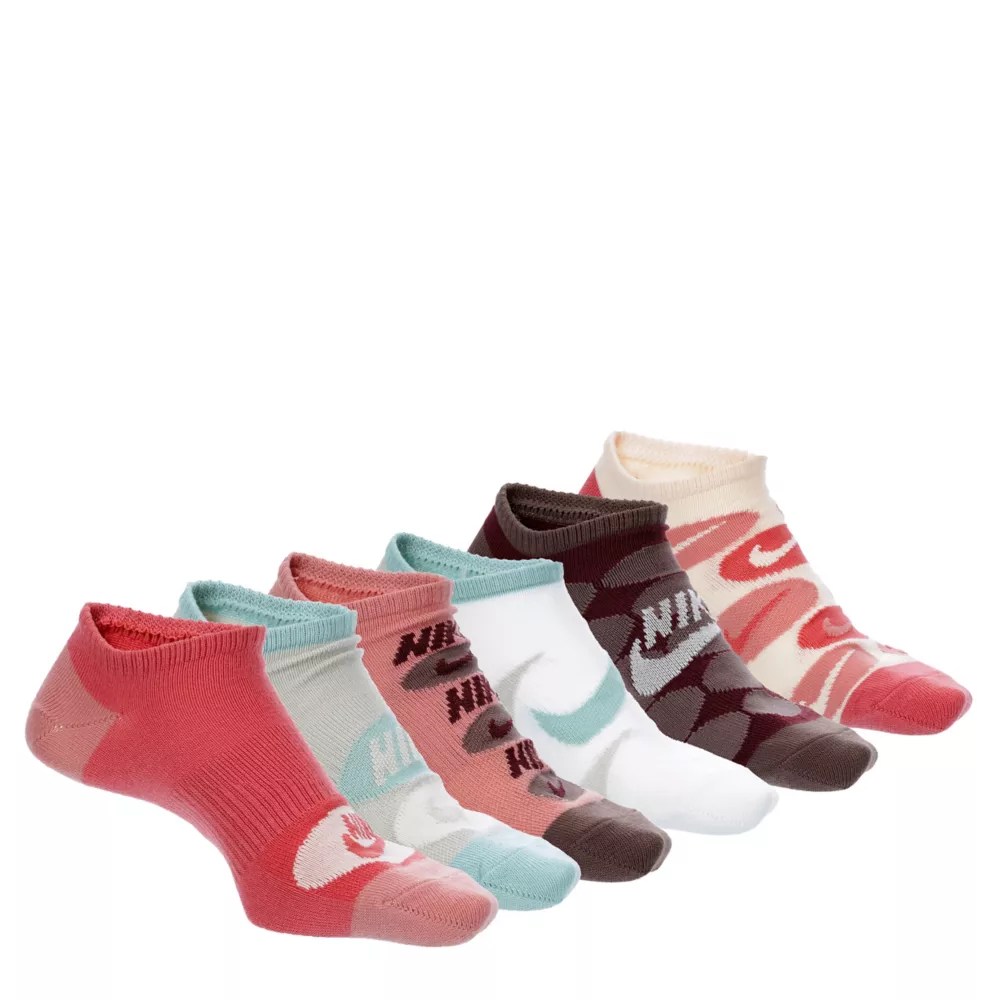 Assorted Nike Womens Everyday Lightweight No Show Socks 6 Pairs Rack