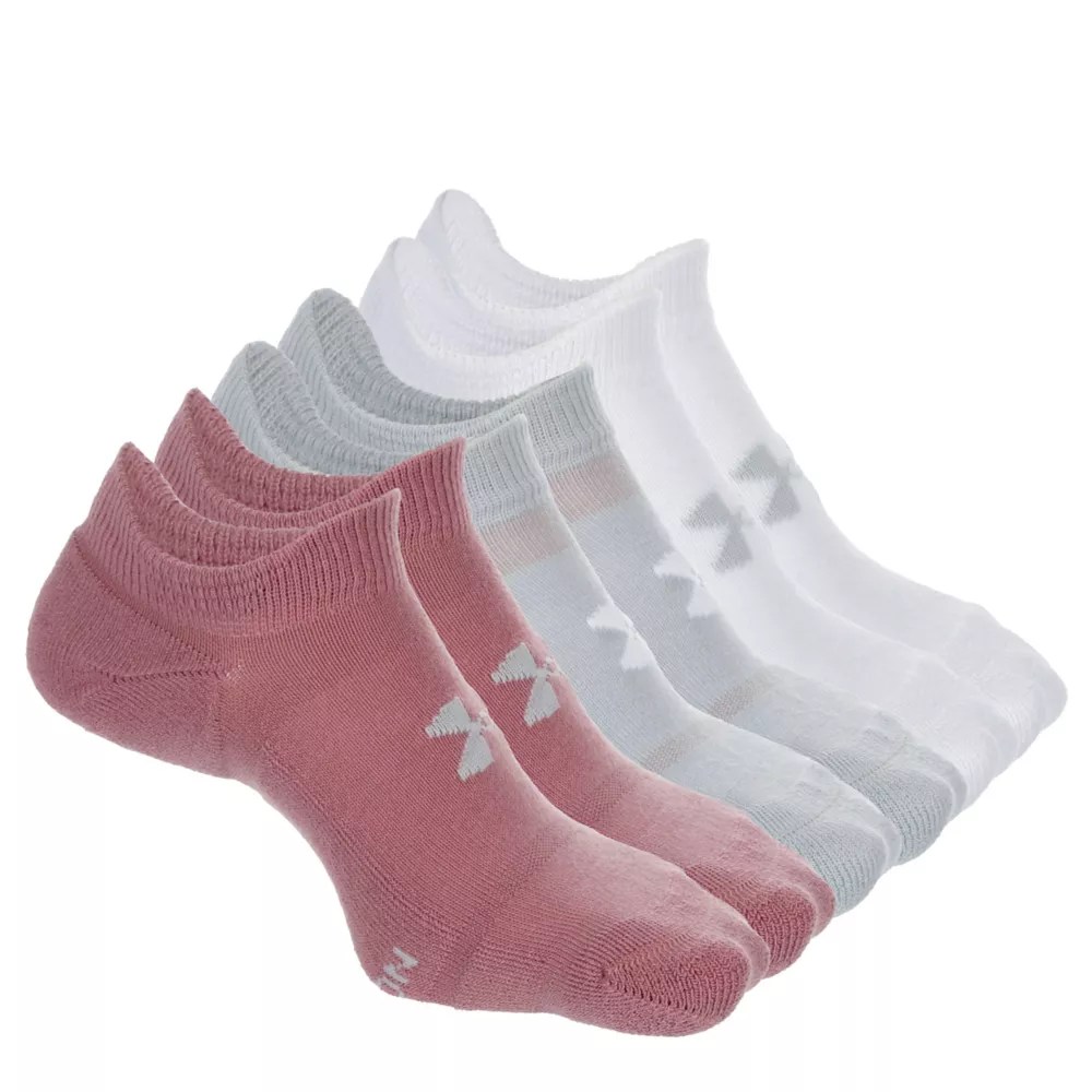 Multicolor Under Armour Womens Cushioned No Show Socks 6 Pairs Rack
