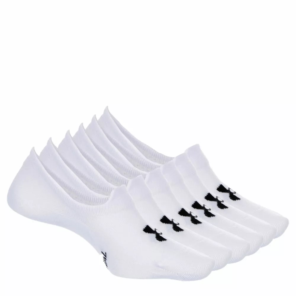 White Womens Eseential Ultra Low Tab Liner Socks 6 Pairs Under Armour