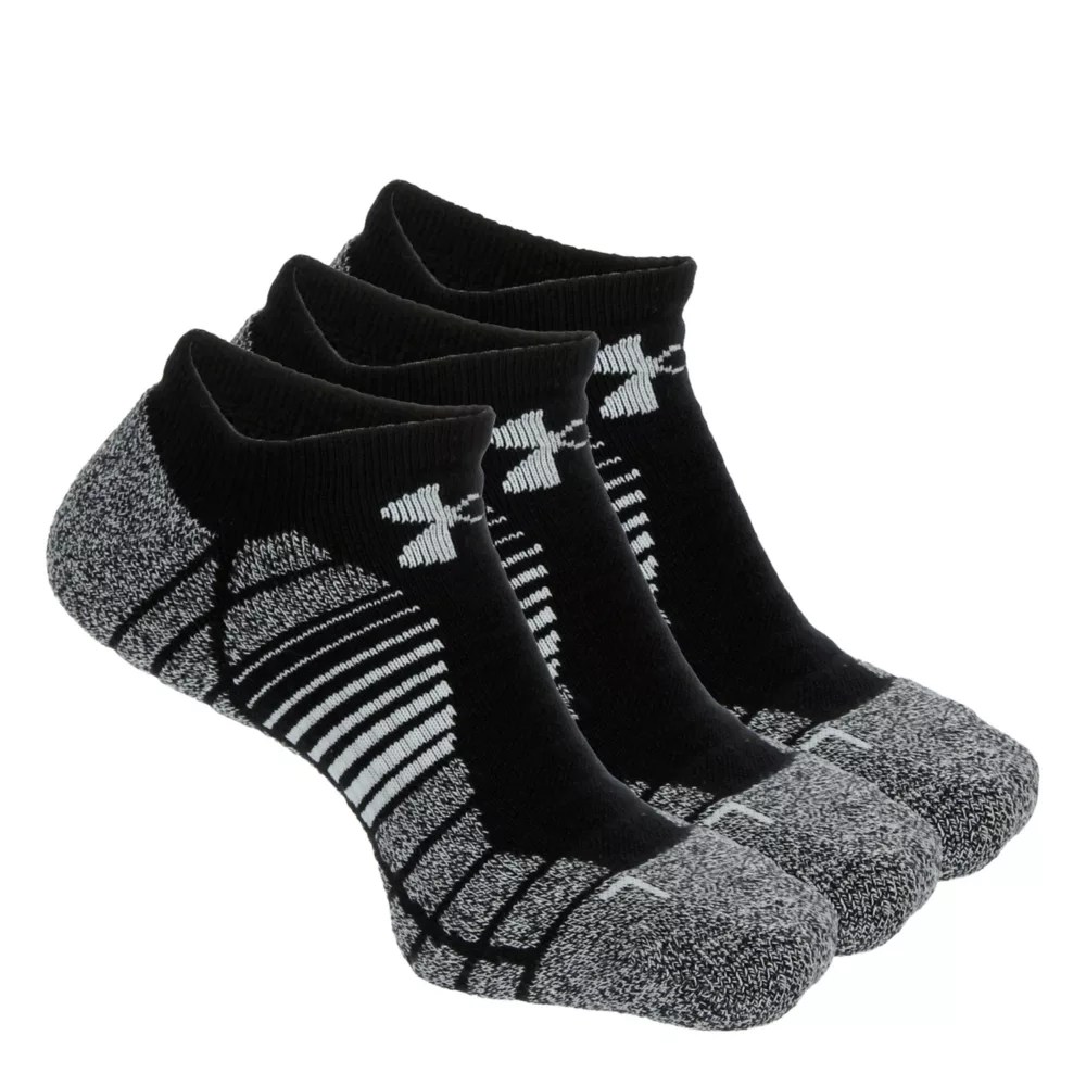 Black Mens Elevated Performance No Show Socks 3 Pairs Under Armour