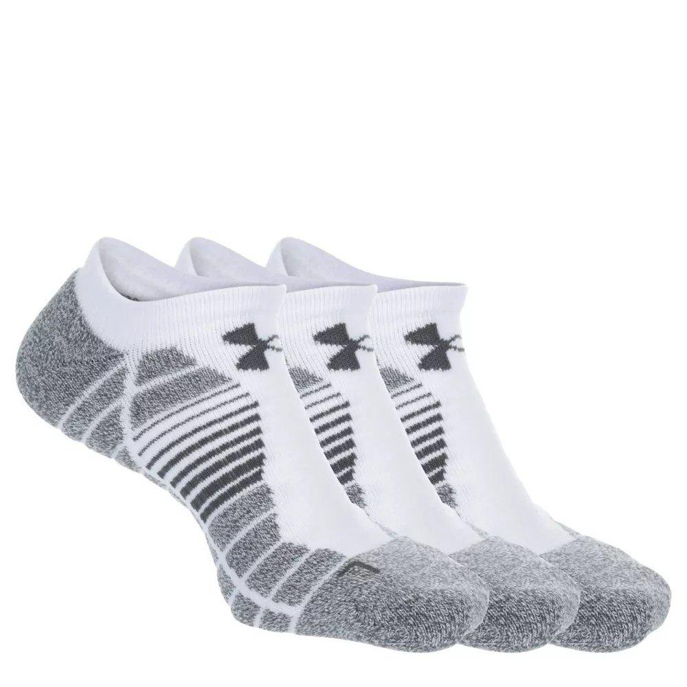 White Under Armour Mens Elevated Performance No Show Socks 3 Pairs