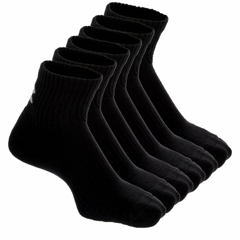 Black Under Armour Mens Training Cotton Quarter Sock 6 Pairs Rack