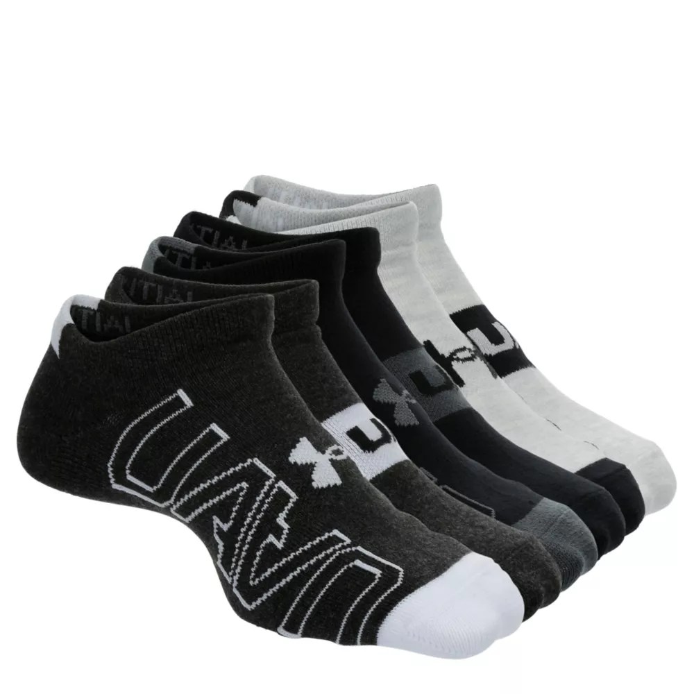 Multicolor Under Armour Boys Essential Lite No Show Socks 6 Pairs
