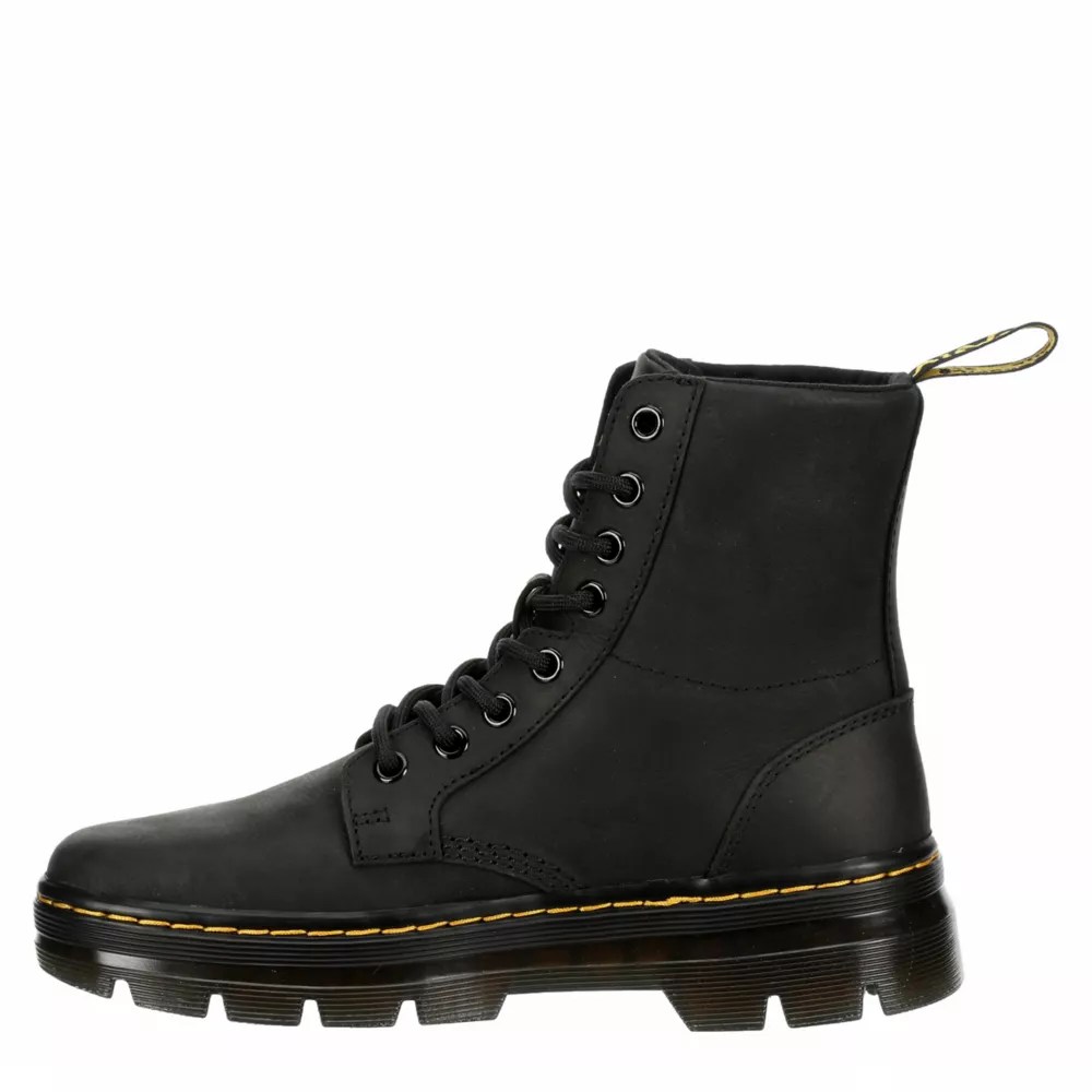 Black Dr.martens Mens Combs Leather Combat Boot Boots Off Broadway