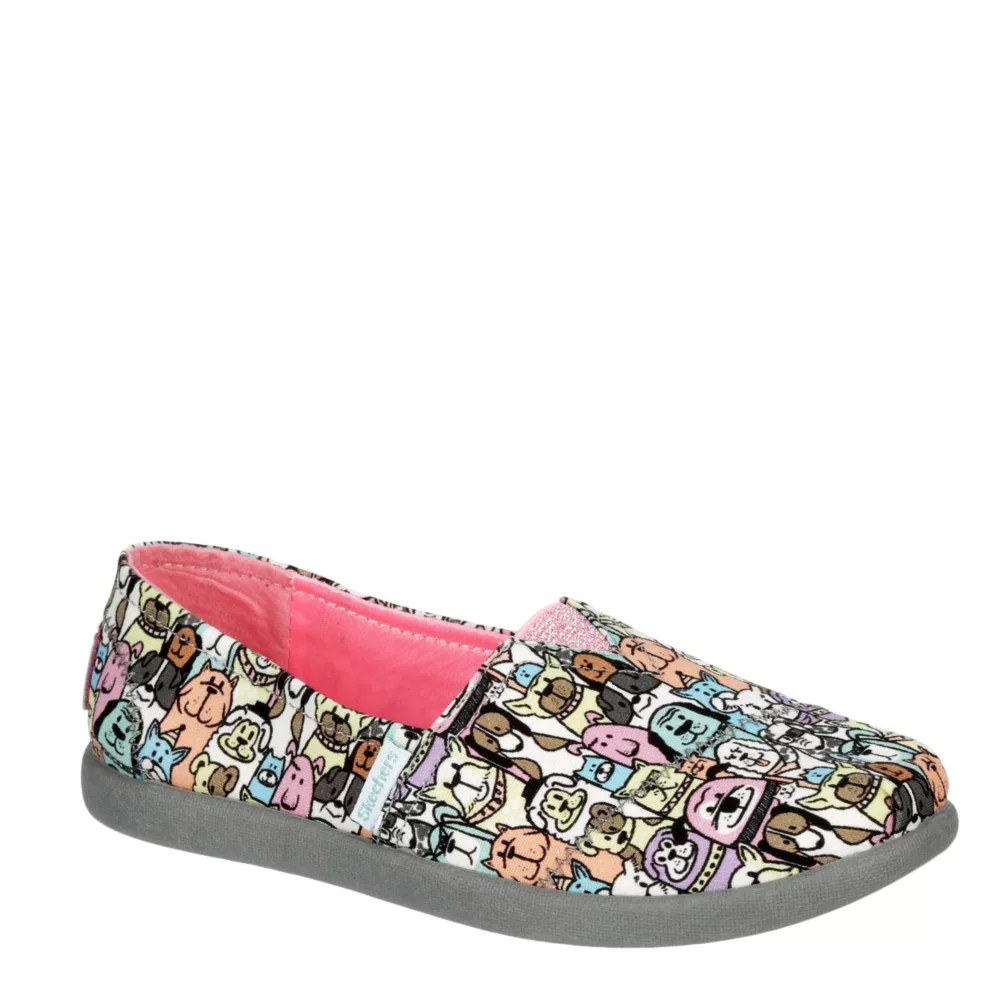 Grey Skechers Kids Girls Lil Bobs Solestice 2.0 Dogs On Parade