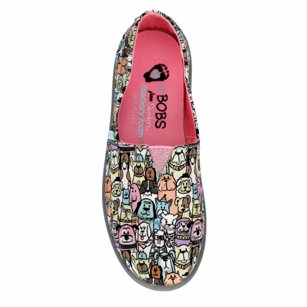 Grey Skechers Kids Girls Lil Bobs Solestice 2.0 Dogs On Parade
