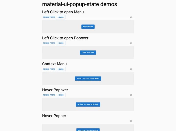 Material Ui Popup State