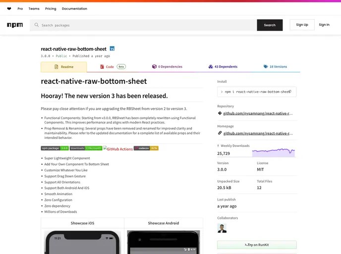 React Native Raw Bottom Sheet