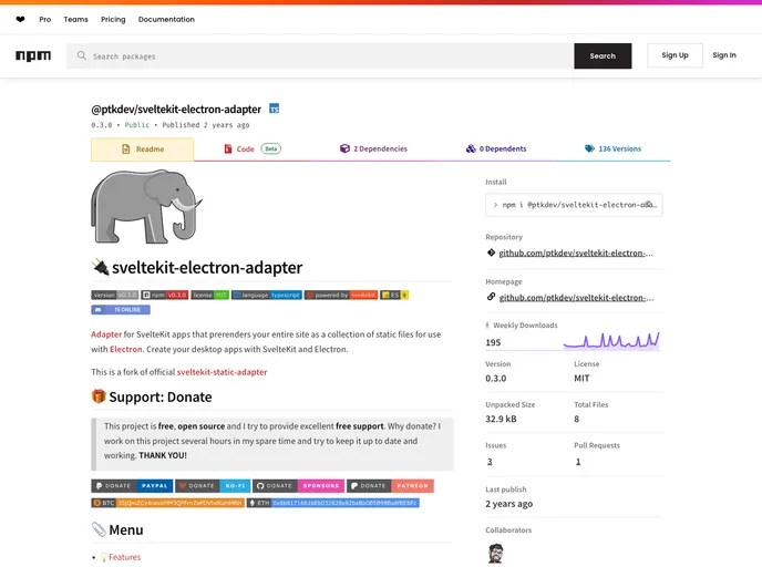 Sveltekit Electron Adapter by Ptkdev A Svelte Template Built At