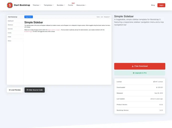 Startbootstrap Simple Sidebar