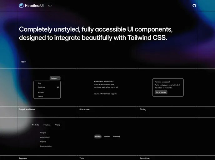 Headless UI by Tailwindlabs A React Template Built At Lightspeed