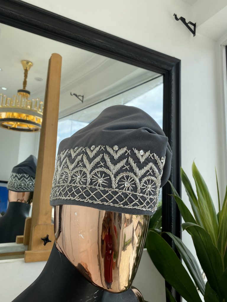 Shop Grey & Silver embroidery Yoruba Traditional Ide Cap