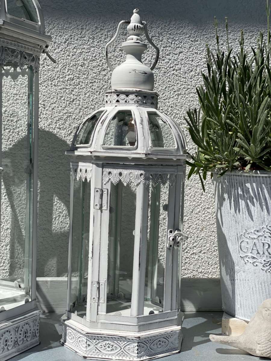 Laterne Shabby chic mit Kuppel Dekofenster