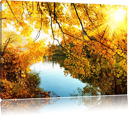 Landschaft Mit See Und Baumen Bild Auf Leinwand Xxl Riesige Bilder Fertig Gerahmt Mit Keilrahmen Kunstdruck Auf Wandbild Mit Rahmen Gunstiger Als Gemalde Oder Olbild Kein Poster Oder Plakat Format 100x70 Cm