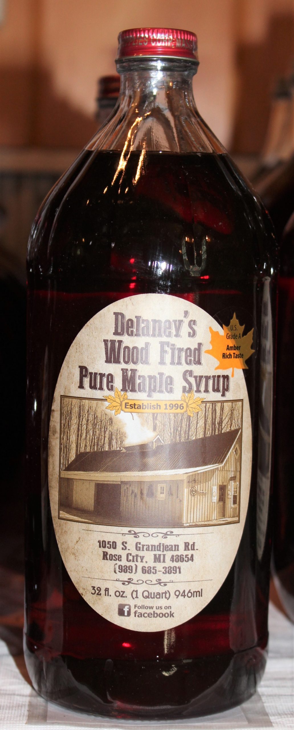 Amber Rich Quart Delaney's Wood Fired Maple Syrup